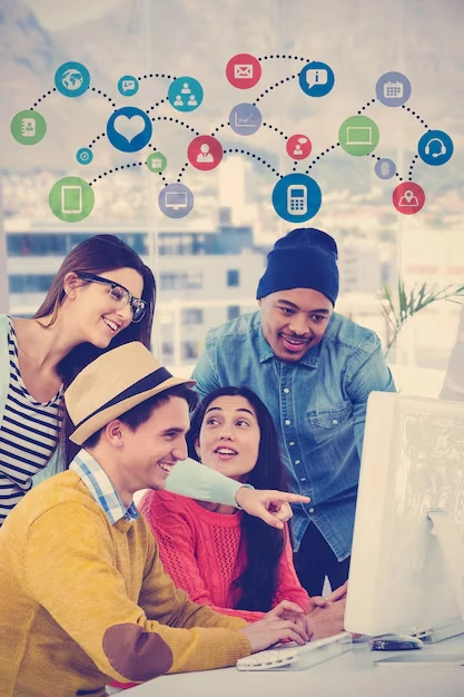 Group-of-people-working-together-social-media-icons